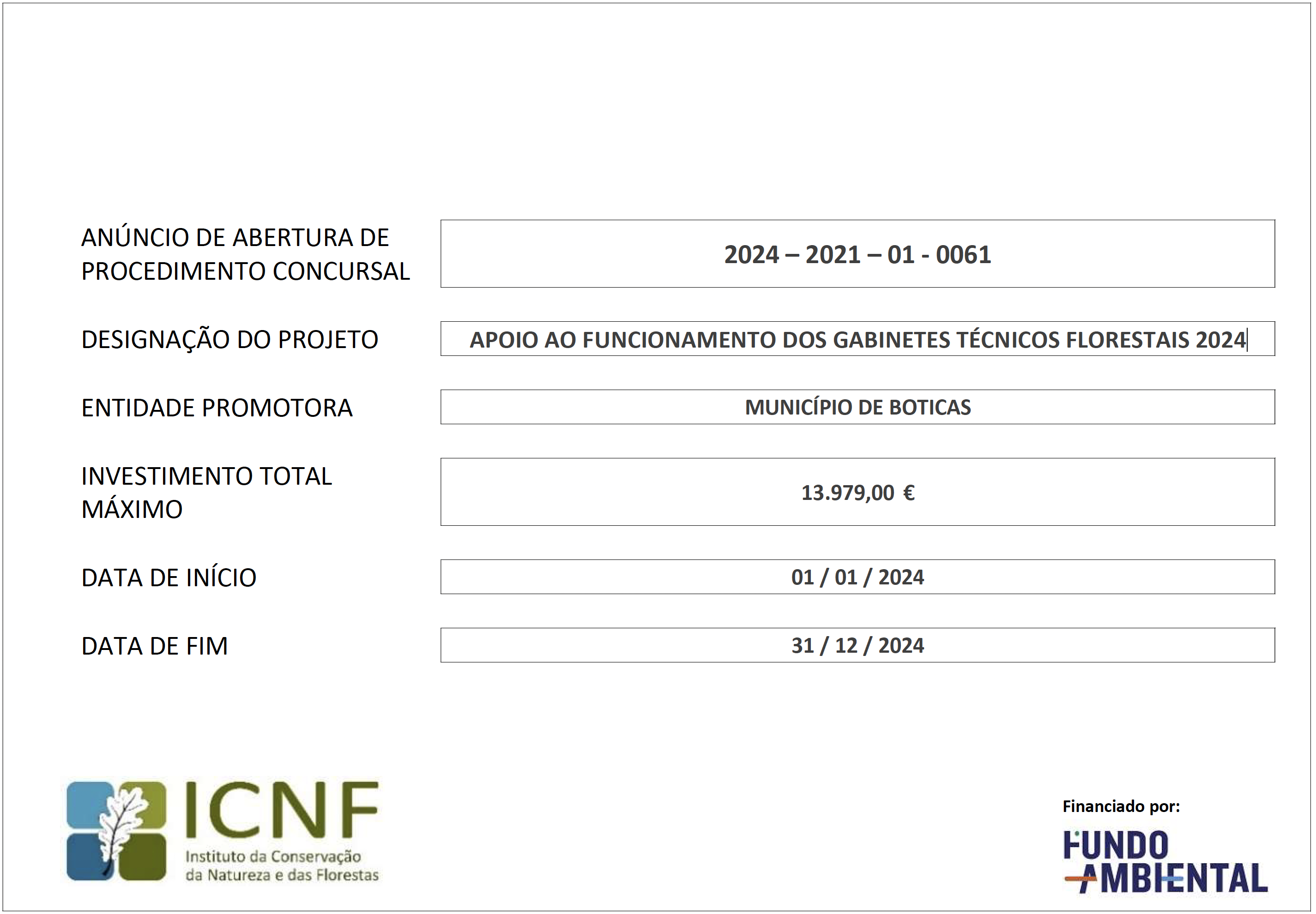 APOIO AO FUNCIONAMENTO DOS GABINETES TCNICOS FLORESTAIS 2024